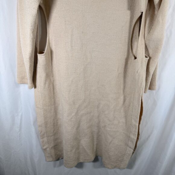 Rachel Comey Baby Alpaca Dress Women's Large Ivory Long Sleeve Side Cutouts - Picture 3 of 14